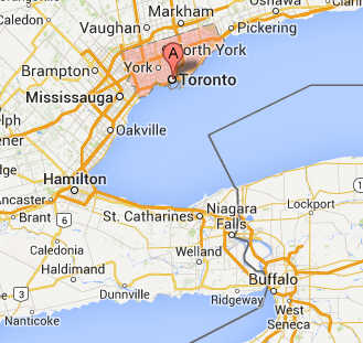 Toronto Ontario party rentals map